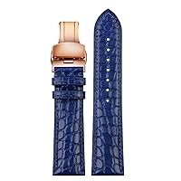 RAYESS For any luxurious wristband Crocodile strap Soft Blue leather watchband Butterfly Clasp 18 20mm 22mm Men Wrist Band