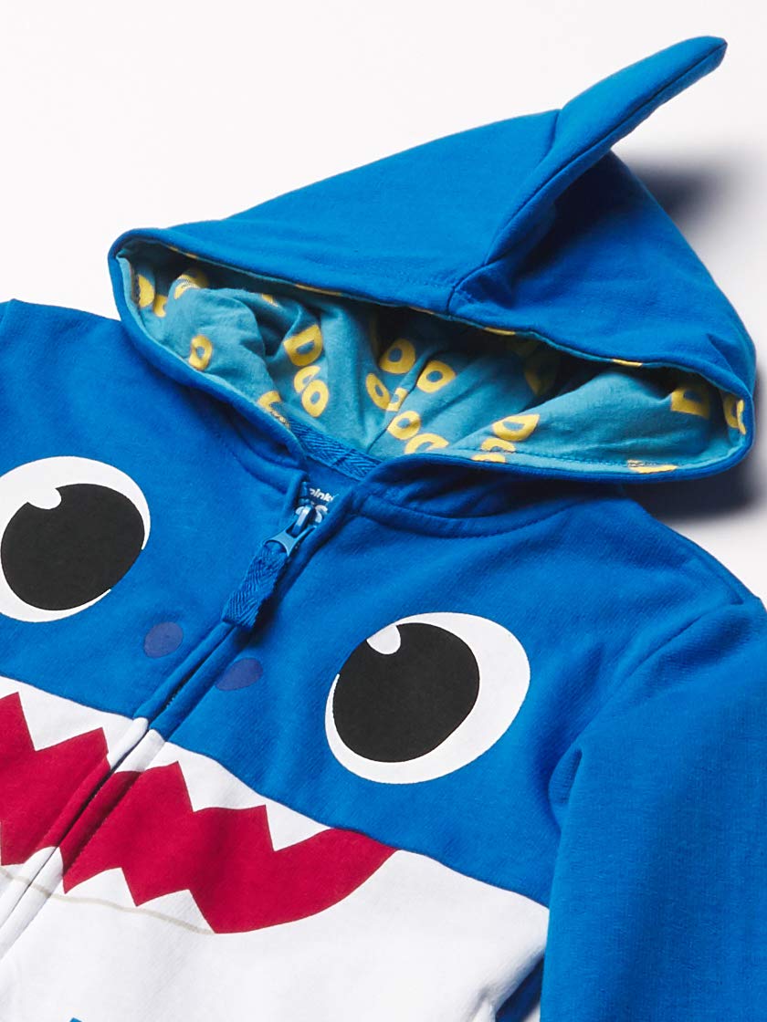 Pinkfong Boys Baby Zip Up Big Face Hoodie-Daddy Shark Blue Toddler Sizes 2t-5t