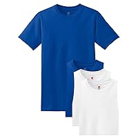 Hanes Men's 4 Pack Comfortsoft T-Shirt, 2 Deep Royal / 2 White, Medium (Pack4)