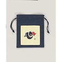 19cm×22.5cm Japanese Cotton Fabric Drawstring Bag Pouch Keisuke Serizawa Japanese Gifts Souvenir for Unisex (Beige)