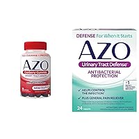 AZO Urinary Health Gummies & Antibacterial UTI Protection Pills Bundle - 72 Gummies Equal 1 Glass Cranberry Juice & 24 Count Infection Relief
