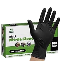 Comfy Package Black Nitrile Disposable Gloves 6 Mil. Chemical Resistance, Latex & Powder Free, Textured Fingertips Gloves