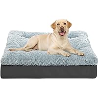 CBBPET Orthopedic Dog Bed for Medium Large Dogs, Extra Thick Washable Dog Bed with Plush Egg FoamSupport, Top Soft, Bottom Canvas, Waterproof Dog Bed, Relaxing Sleep(Cool & Warm)