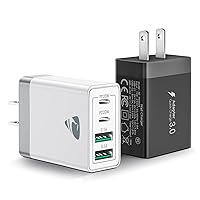 [2-Pack] USB C Wall Charger, Aiminu 40W 4-Port Fast USB C Charger Dual Port QC+PD 3.0 Power Adapter, Double Fast Plug Type C Charging Block for iPhone 15/15 Plus/14 Pro Max/13/12/11/XS/XR,Cube Charger
