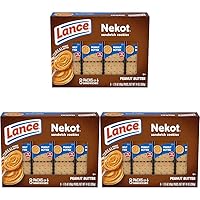 Lance Sandwich Cookies, Nekot Peanut Butter, 8 Individually Wrapped Packs, 6 Sandwiches Each (Pack of 3)