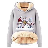 Xmas Winter Hoodies For Women Casual Warm Hooded Sweatshirts Fleece Sherpa Lined Hoodie Pullover Party Outfits