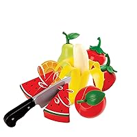 Hape Wooden Healthy Cutting Play Fruits with Play Knife| Pretend Play Wooden Kitchen Toys for Toddlers Age 3Y+