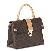 Signature Brown ST-20296 Lulu Canvas Leather Mini Top Handle Carrier Handbag Shoulder Bag