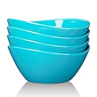 GlowSol 4 Pcs Ceramic Soup Bowls Set - 42 Ounces Kitchen Bowls for Cereal, Salad, Dessert, Serving Bowls Pasta Bowl Set, Microwave, Dishwasher and Oven Safe, Steel Blue