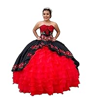 Elegant Handmade Flowers BowsLace Ruffled Organza Ball Gown Quinceanera Prom Dresses 2024