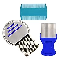 3 Pcs Hair Comb Double Sided Fine Tooth Combs, Removal Dandruff Comb with Metal Teeth blue