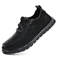 Men's Causal Loafers Slip on Leather Handmade Driving Business Work Oxford Flats Sneakers Comfortable Walking Lace-Up Dress Boat Shoes