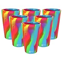 Silipint: Silicone Pint Glasses: 6 Pack Hippie Hops - 16oz Unbreakable Cups, Flexible, Hot/Cold, Sustainable, Non-Slip, Easy Grip