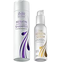 Vitamins Keratin Purple Shampoo and Hair Serum Kit - Violet Blue Shampoo Anti Brassiness for Bleached Blonde Platinum Silver White Gray Dry Damaged Hair and Heat Protectant, Anti Frizz Gloss Boost