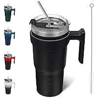 BJPKPK 20oz Tumbler With Handle Stainless Steel Insulated Tumbler Cups With Lid And Straw For Home, Office or Car,Black