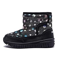通用 Kids Snow Boots With Round Dots Toddler Winter Shoes Antislip Soles Soft Nap Inner Children Chaussures Pour Enfants (AW7090, as pic, 31, Black)