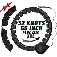 65inch 32 Knots Plus Size Quiet Weighted Hula Infinity Fitness Detachable Hoops, Smart Noiseless Hula for Women, 2 in 1 Waist and Abdominal Workout Equipment at Home