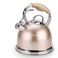Kettles,Stove Top Kettle Stove Top Kettle,Stainless Steel Thick Kettle Whistling Household Kettle Gas Induction Cooker Gas for Kettle 3L/Brown/18 * 20.5Cm