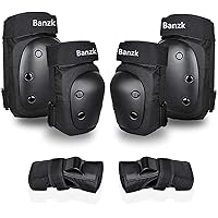 Adult/Child Knee Pads Elbow Pads Wrist Guards 3 in 1 Protective Gear Set for Skateboarding Inline Roller Biking Roller Skating Cycling Outdoor Sports Black M