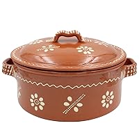 Vintage Portuguese Traditional Clay Terracotta Casserole With Lid Made In Portugal Cazuela (N.5 12
