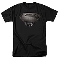 Popfunk Classic Superman Man of Steel Movie Gray Shield Black T Shirt & Stickers