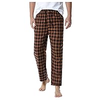 Snowpants Men Pajama Pants Cotton Plaid Pants Lightweight Mid-Waist Sleep Lounge Pant with Big Pockets