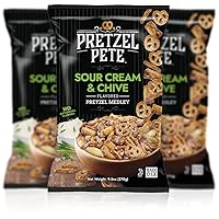Pretzel Pete Sour Cream Chive Seasoned Pretzel Medley, Nut-Free and Sesame-Free Snack, Small Batch, Bold Flavor (9.5oz, Pack of 3)