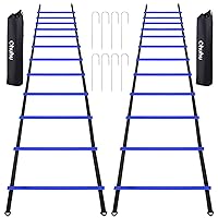 Ohuhu Agility Ladder Speed Training Set 2 Pack 20ft 12 Rung Exercise Ladders with Ground Stakes for Soccer Football Boxing Footwork Sports Fitness Training with Carry Bag Yellow or Blue