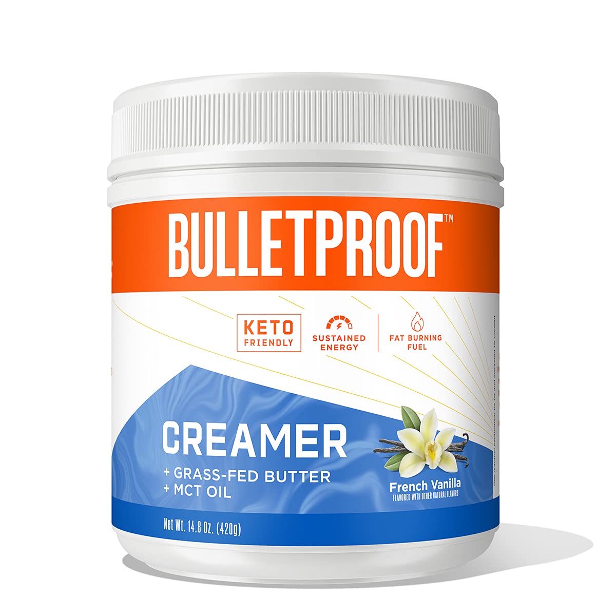 Bulletproof French Vanilla Creamer, 14.8 Ounces, Keto Coffee Creamer with MCT Oil and Grass-Fed Butter