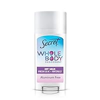 Secret Whole Body Deodorant Stick for Women, Lilac & Waterlily Scent, Aluminum Free Deodorant Stick, 72 HR Odor Protection, 2.4 oz