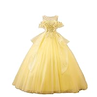 Women's Lace Appliques Quinceanera Dresses Sweet Classic Sleeveless Prom Ball Dress