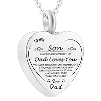 misyou Cremation Jewelry Stainless Steel Silver Engraved Urn Necklace for Ashes Keepsake Pendant Necklace For Dad