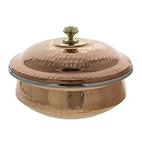 Devyom Handicrafts Indian Serveware Copper Serving Bowl Tureen with Lid 1 Liter