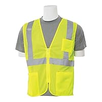 S363P Type R, Class 2 Economy Mesh Zip Front Safety Vest with Pockets, Hi Viz Lime, SM. 1 per bag.