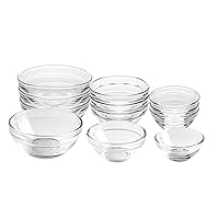 3 Sizes of Glass Prep Bowl Sets, Clear Small Pinch Bowls for Salt, Spices and Chopped Ingredients, 1.5oz/2.5oz/3.5oz, Set of 12