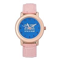 Crazy Dogs Do Not Knock Fashion Leather Strap Women's Watches Easy Read Quartz Wrist Watch Gift for Ladies