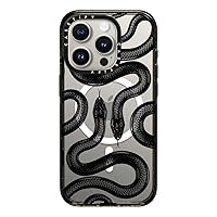 CASETiFY Impact Case for iPhone 15 Pro [4X Military Grade Drop Tested / 8.2ft Drop Protection/Compatible with Magsafe] - Black Kingsnake - Clear Black