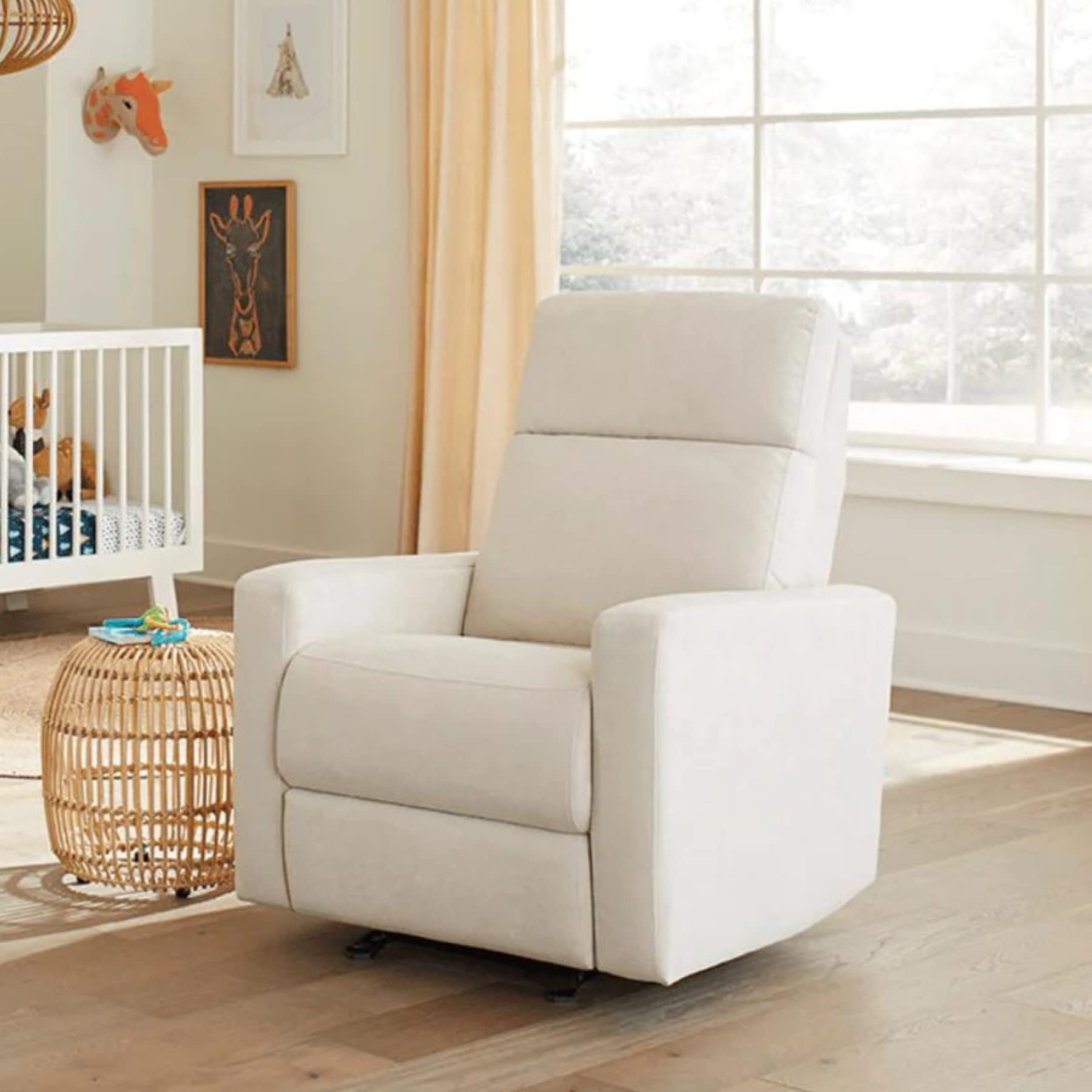 Nurture& The Glider Premium Power Recliner Nursery Glider Chair with Adjustable Head Support | Designed with a Thoughtful Combination of Function and Comfort | Built-in USB Charger (Ivory)