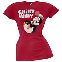 Chilly Willy - Womens Flocked Juniors T-shirt X-large Red