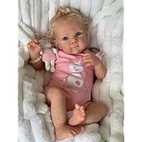 TERABITHIA 18Inches Rooted Blond Curly Hair Lifelike Reborn Baby Doll with Weighted Cloth Body Real Life Newborn Girl Dolls That Look Realistic, Forever Your Sweetheart