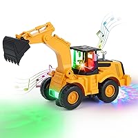 Kizeefun Excavator Truck Kids Toys: Construction 2-5 Toddler Toys Digger Truck with Electric Universal Wheel Children Car Toys with Light and Music Birthday for 2 3 4 5 Years Old Boy