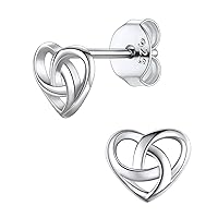 Suplight Dainty Tiny 925 Stelring Silver Good Luck Irish Celtic Knot/Claddagh/Celtic Cross Stud Earring for Women Girls (with Gift Box)