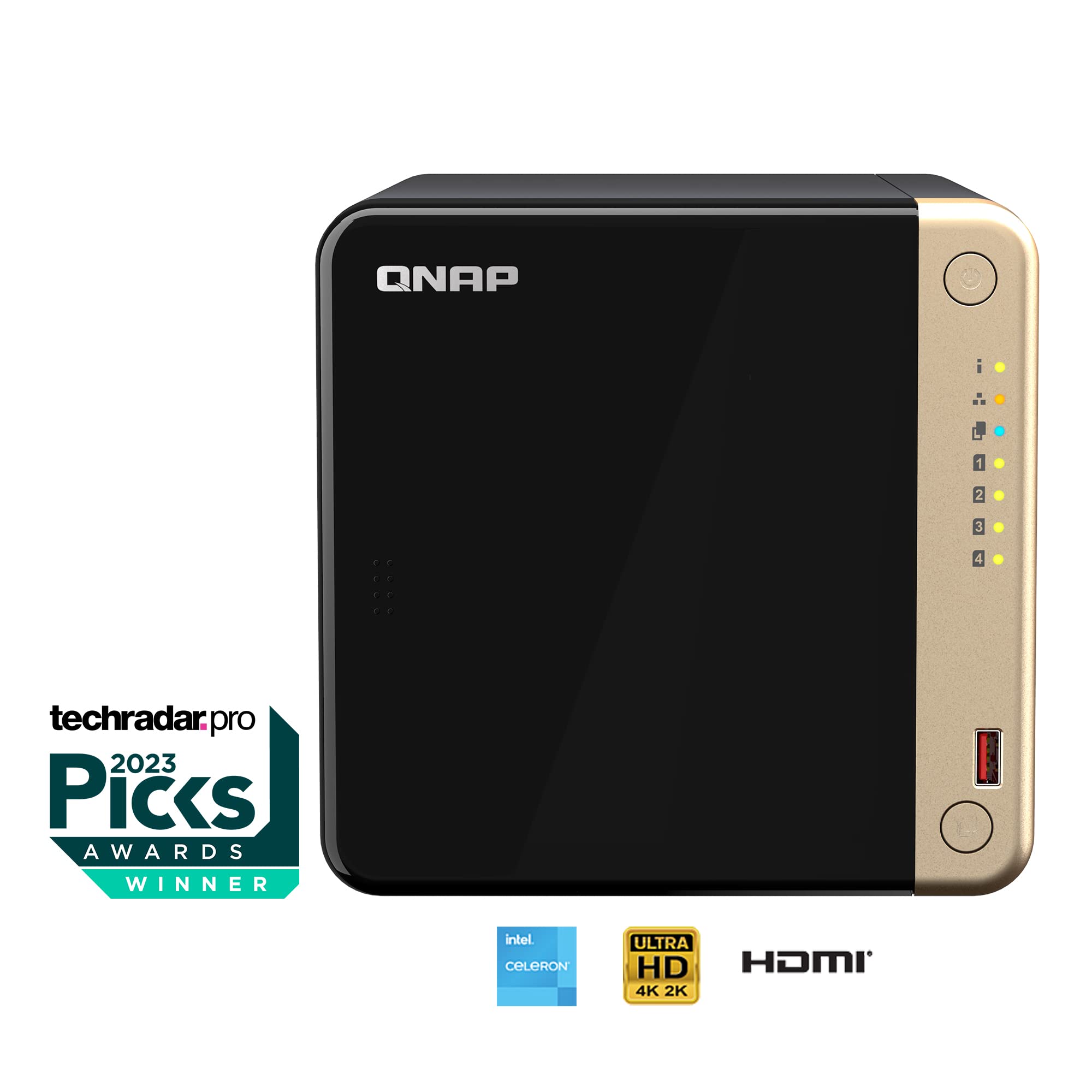 QNAP TS-464-8G-US 4 Bay High-Performance Desktop NAS with Intel Celeron Quad-core Processor, M.2 PCIe Slots and Dual 2.5GbE (2.5G/1G/100M) Network Connectivity (Diskless)