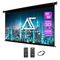 Akia Screens 125 inch Motorized Projector Screen Electric Drop Down Remote Controlled 16:9 8K 4K HD 3D Retractable Ceiling Wall Mount Black Projection Screen Office Home Movie Theater AK-MOTORIZE125H2