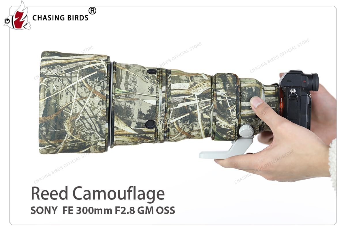 CHASING BIRDS Camouflage Waterproof Lens Coat for Sony FE 300mm F2.8 GM OSS Rainproof Lens Protective Cover (Reed Camouflage)