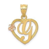 14k Gold Letter Name Personalized Monogram Initial in Love Heart Charm Pendant Necklace Jewelry for Women in Yellow Gold Choice of Initials and Variety of Options