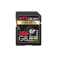 Ritz Gear 256GB High-Speed SDXC UHS-II SD Card, C10, U3, V90, Full-HD & 8K Memory Card for DSLR, Cinema-Quality Video Cameras