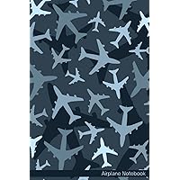 Airplane Notebook: Notebook Journal For Teens and Adults | 120 Pages | Grey Lines | Glossy Cover | 6 x 9 In