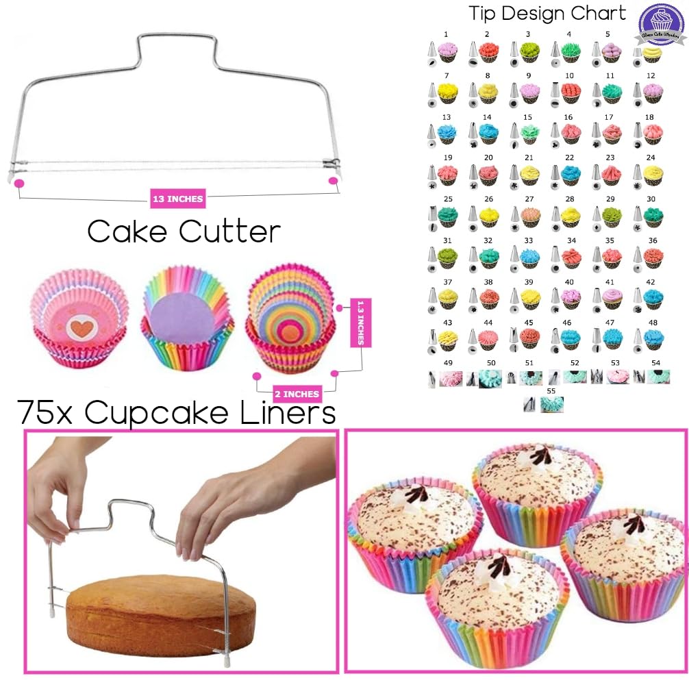 Cake Decorating Supplies - (250 PCS SPECIAL CAKE DECORATING KIT) With 55 PCS Numbered Icing Tips, Cake Rotating Turntable and More Accessories! Create AMAZING Cakes With This Complete Cake Set!