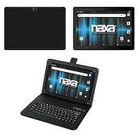 Naxa NID-1021 Core Android 11 Tablet with 10.1” HD IPS Screen and USB Keyboard Case, 1.6 GHz Quad Core Processor, 2GB Ram, 16GB Storage, Front and Rear Cameras, Speaker and Microphone, Black